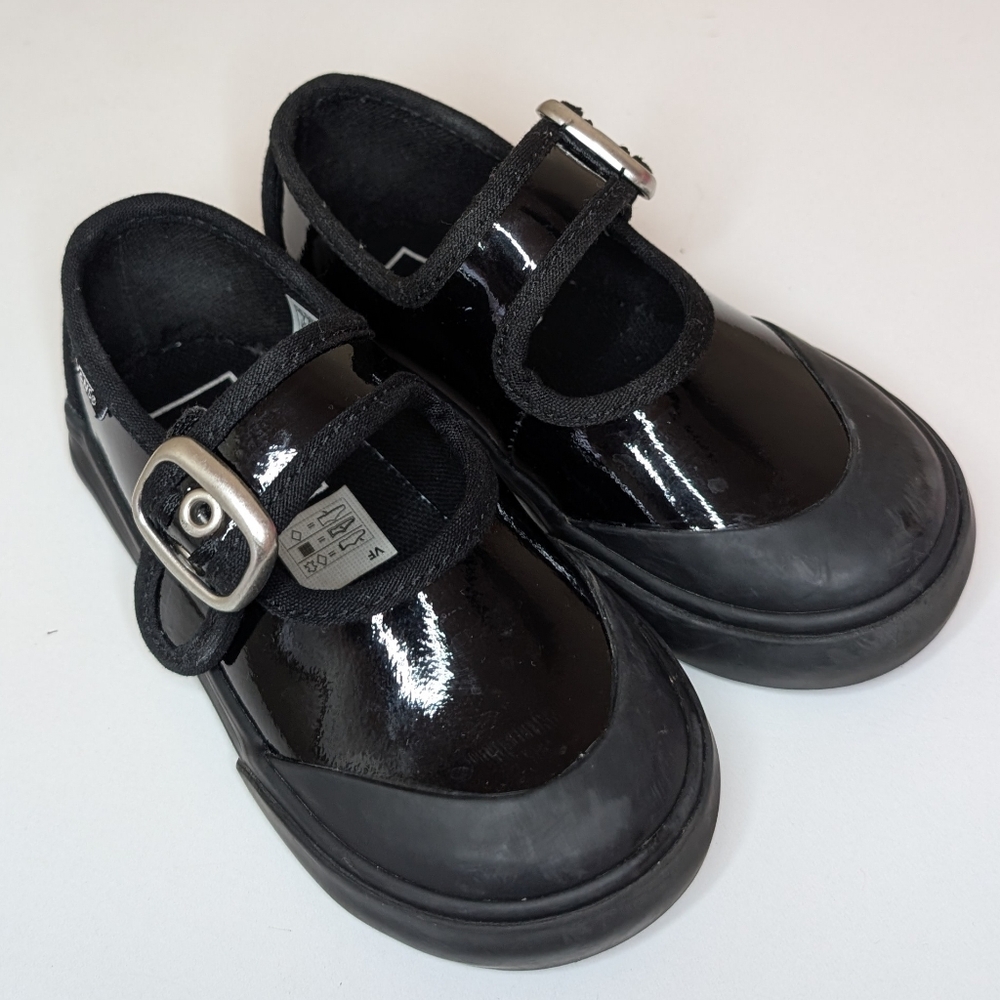 Vans Kids Black Patent Mary Jane Shoes